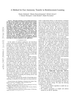 A Method for Fast Autonomy Transfer in Reinforcement Learning