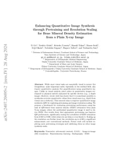 Enhancing Quantitative Image Synthesis through Pretraining and
  Resolution Scaling for Bone Mineral Density Estimation from a Plain X-ray
  Image