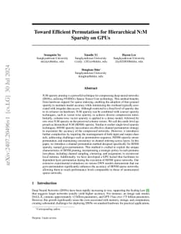 Toward Efficient Permutation for Hierarchical N:M Sparsity on GPUs