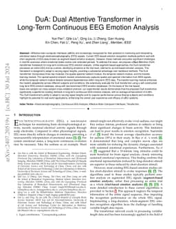 DuA: Dual Attentive Transformer in Long-Term Continuous EEG Emotion
  Analysis