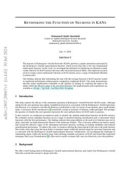 Rethinking the Function of Neurons in KANs