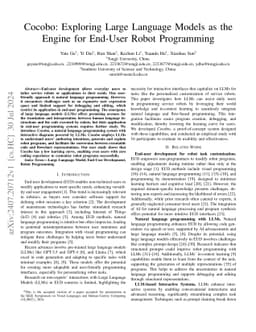 Cocobo: Exploring Large Language Models as the Engine for End-User Robot
  Programming