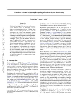 Efficient Pareto Manifold Learning with Low-Rank Structure