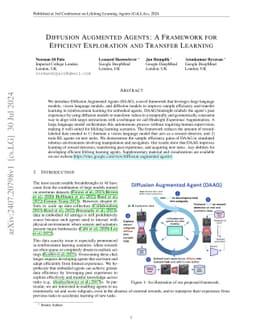 Diffusion Augmented Agents: A Framework for Efficient Exploration and
  Transfer Learning