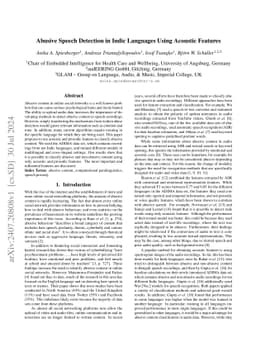 Abusive Speech Detection in Indic Languages Using Acoustic Features