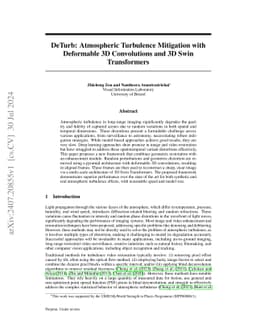 DeTurb: Atmospheric Turbulence Mitigation with Deformable 3D
  Convolutions and 3D Swin Transformers