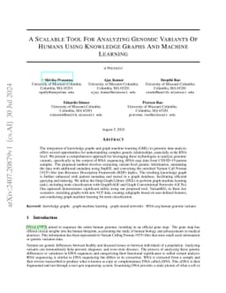 A Scalable Tool For Analyzing Genomic Variants Of Humans Using Knowledge
  Graphs and Machine Learning