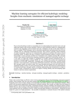Machine learning surrogates for efficient hydrologic modeling: Insights from stochastic simulations of managed aquifer recharge