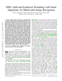 SSPA: Split-and-Synthesize Prompting with Gated Alignments for
  Multi-Label Image Recognition