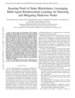 Securing Proof of Stake Blockchains: Leveraging Multi-Agent
  Reinforcement Learning for Detecting and Mitigating Malicious Nodes