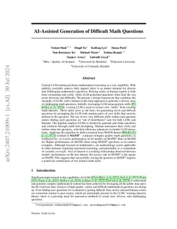 AI-Assisted Generation of Difficult Math Questions
