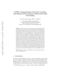 CLEFT: Language-Image Contrastive Learning with Efficient Large Language
  Model and Prompt Fine-Tuning
