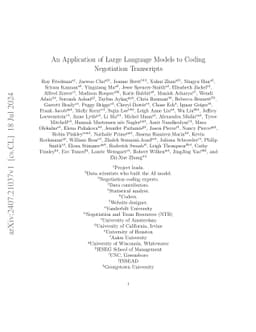 An Application of Large Language Models to Coding Negotiation
  Transcripts