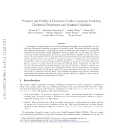Promises and Pitfalls of Generative Masked Language Modeling:
  Theoretical Framework and Practical Guidelines
