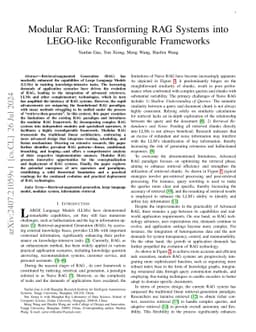 Modular RAG: Transforming RAG Systems into LEGO-like Reconfigurable
  Frameworks