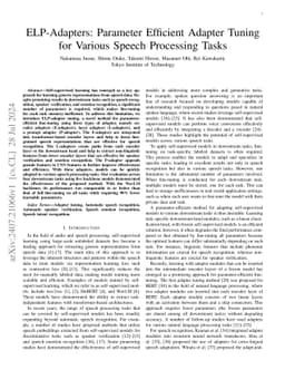 ELP-Adapters: Parameter Efficient Adapter Tuning for Various Speech
  Processing Tasks