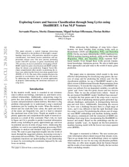 Exploring Genre and Success Classification through Song Lyrics using
  DistilBERT: A Fun NLP Venture