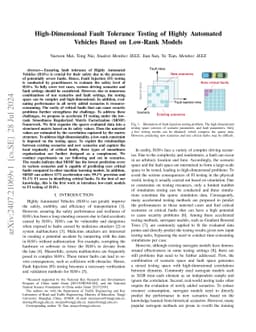 High-Dimensional Fault Tolerance Testing of Highly Automated Vehicles
  Based on Low-Rank Models