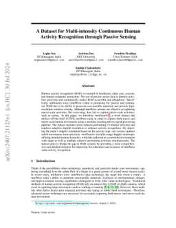 A Dataset for Multi-intensity Continuous Human Activity Recognition
  through Passive Sensing