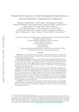 Domain Shift Analysis in Chest Radiographs Classification in a Veterans
  Healthcare Administration Population