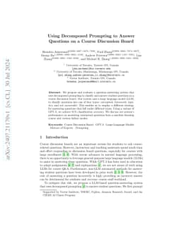 Decomposed Prompting to Answer Questions on a Course Discussion Board