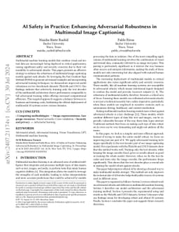 AI Safety in Practice: Enhancing Adversarial Robustness in Multimodal
  Image Captioning