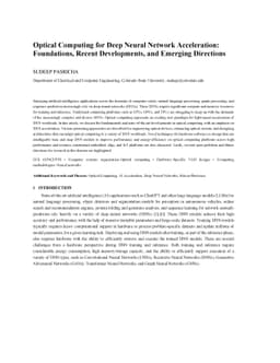 Optical Computing for Deep Neural Network Acceleration: Foundations,
  Recent Developments, and Emerging Directions