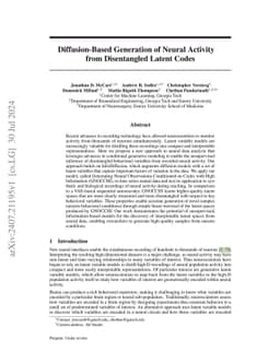 Diffusion-Based Generation of Neural Activity from Disentangled Latent
  Codes