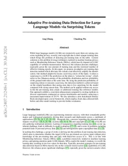 Adaptive Pre-training Data Detection for Large Language Models via
  Surprising Tokens