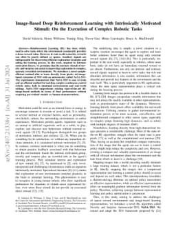 Image-Based Deep Reinforcement Learning with Intrinsically Motivated
  Stimuli: On the Execution of Complex Robotic Tasks