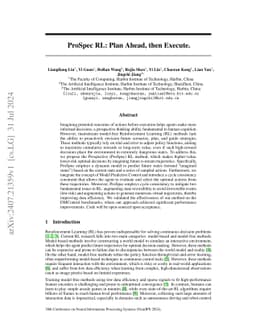 ProSpec RL: Plan Ahead, then Execute