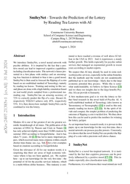 SmileyNet -- Towards the Prediction of the Lottery by Reading Tea Leaves
  with AI
