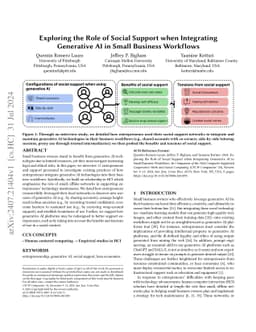 Exploring the Role of Social Support when Integrating Generative AI into
  Small Business Workflows