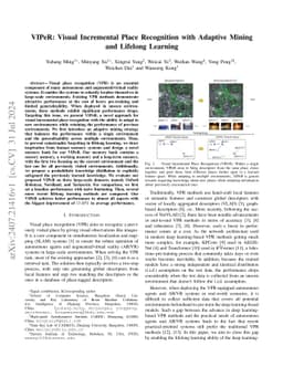 VIPeR: Visual Incremental Place Recognition with Adaptive Mining and Continual Learning