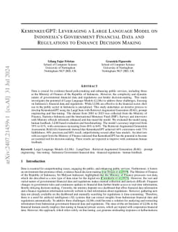 KemenkeuGPT: Leveraging a Large Language Model on Indonesia's Government
  Financial Data and Regulations to Enhance Decision Making