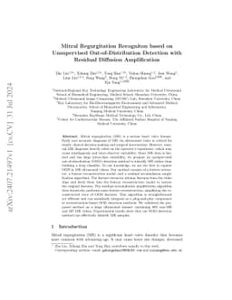 Mitral Regurgitation Recogniton based on Unsupervised
  Out-of-Distribution Detection with Residual Diffusion Amplification