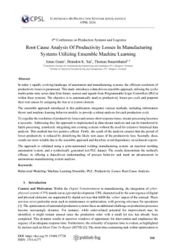 Root Cause Analysis Of Productivity Losses In Manufacturing Systems
  Utilizing Ensemble Machine Learning