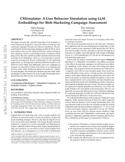 CXSimulator: A User Behavior Simulation using LLM Embeddings for
  Web-Marketing Campaign Assessment