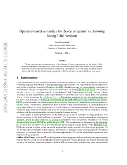 Operator-based semantics for choice programs: is choosing losing? (full
  version)