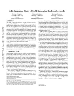 A Performance Study of LLM-Generated Code on Leetcode