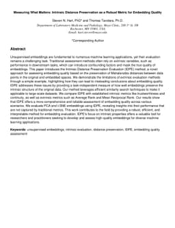 Measuring What Matters: Intrinsic Distance Preservation as a Robust
  Metric for Embedding Quality