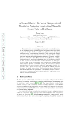 A State-of-the-Art Review of Computational Models for Analyzing
  Longitudinal Wearable Sensor Data in Healthcare