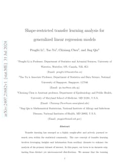 Shape-restricted transfer learning analysis for generalized linear
  regression model