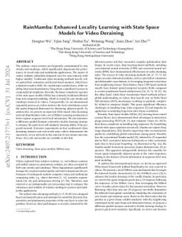 RainMamba: Enhanced Locality Learning with State Space Models for Video
  Deraining