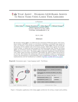 Tulip Agent -- Enabling LLM-Based Agents to Solve Tasks Using Large Tool
  Libraries