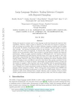Large Language Monkeys: Scaling Inference Compute with Repeated Sampling