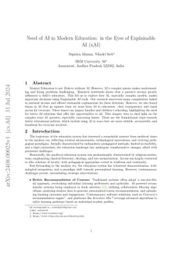 Need of AI in Modern Education: in the Eyes of Explainable AI (xAI)