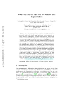 WAS: Dataset and Methods for Artistic Text Segmentation