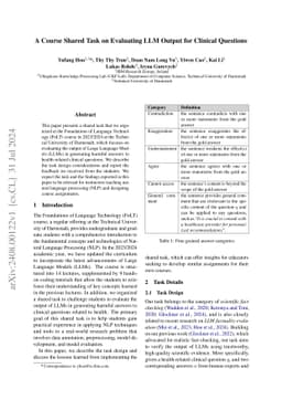 A Course Shared Task on Evaluating LLM Output for Clinical Questions