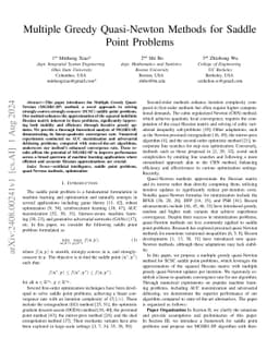 Multiple Greedy Quasi-Newton Methods for Saddle Point Problems